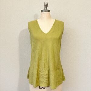 CP SHADES Top Pear Green Pure Irish Linen Sleeveless V-Neck Minimalist